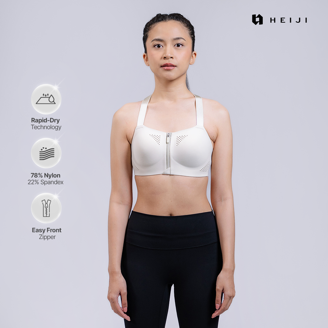 HEIJI - COURT Core Motion Bra Top | Bra olahraga wanita zipper depan yoga pilates | High impact support, Shape retention, Rapid dry technology