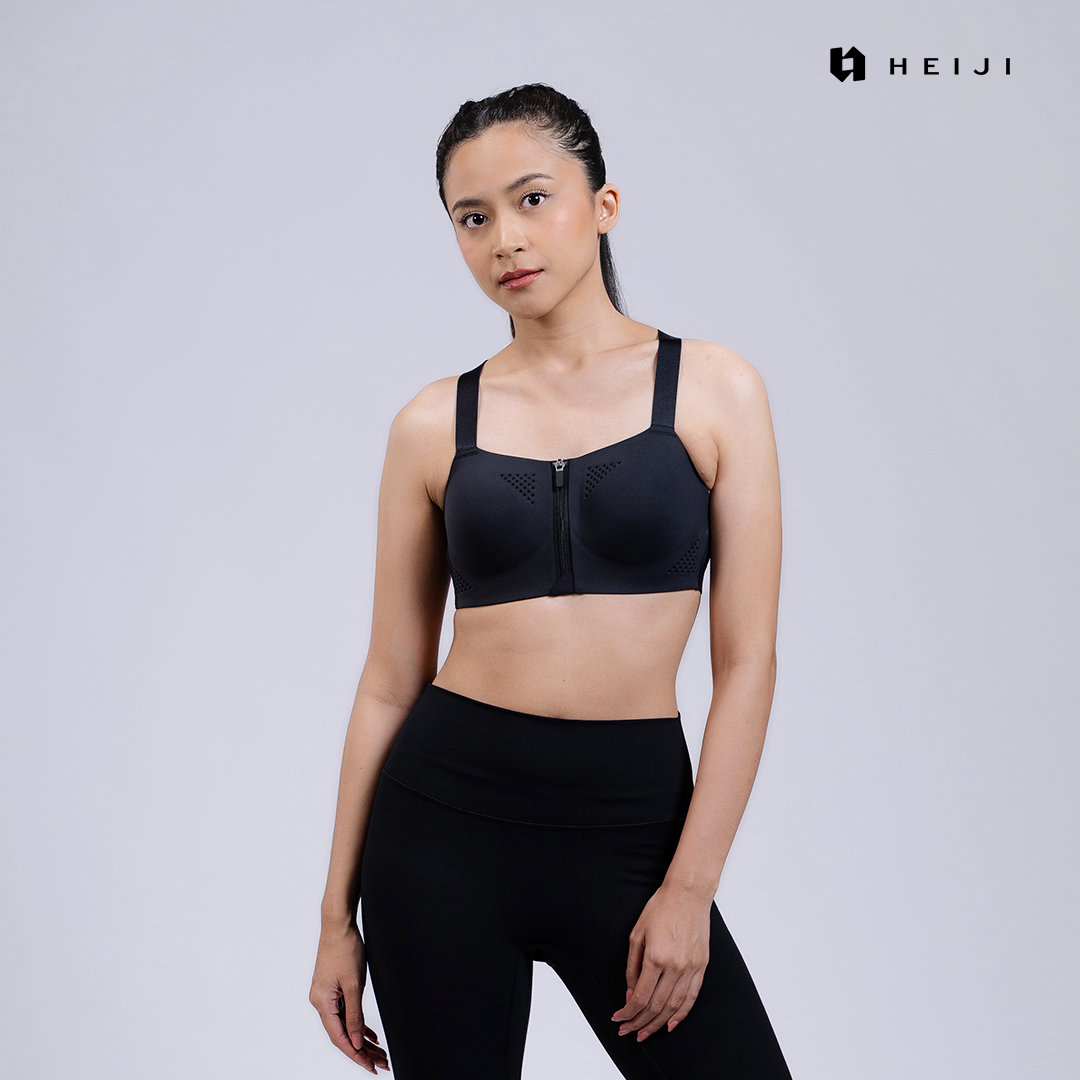 HEIJI - COURT Core Motion Bra Top | Bra olahraga wanita zipper depan yoga pilates | High impact support, Shape retention, Rapid dry technology