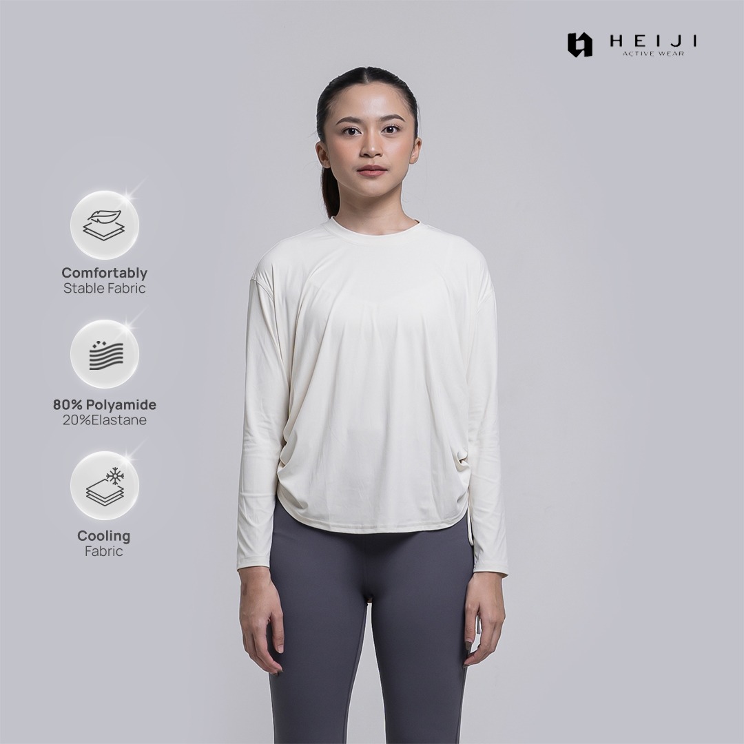 HEIJI - COURT EasyCool Long Sleeves | Baju olahraga wanita longgar lengan panjang tenis padel | Cooling sensation, Quick dry, Moisture wicking