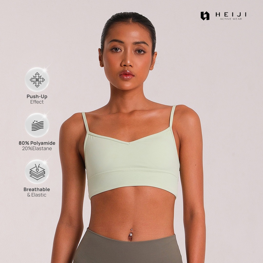 HEIJI - FLOW Seamless Sport Bra Push Up | Bra olahraga wanita yoga pilates | Push up effect, Comfortable strap, Breathable