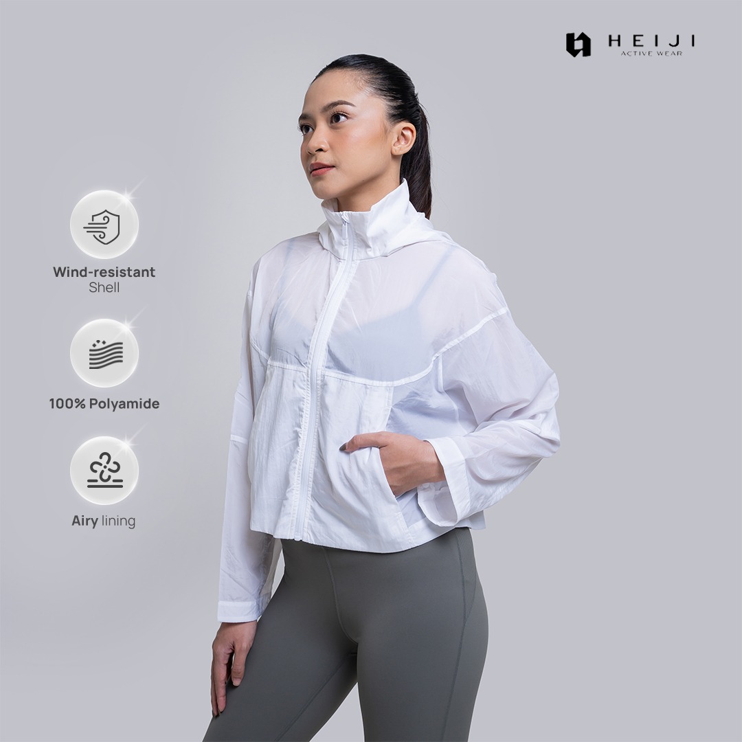 HEIJI - STYLE Daily Windflow Jacket | Jaket olahraga, running wanita casual | Lightweight, Quick dry & Moisture wicking