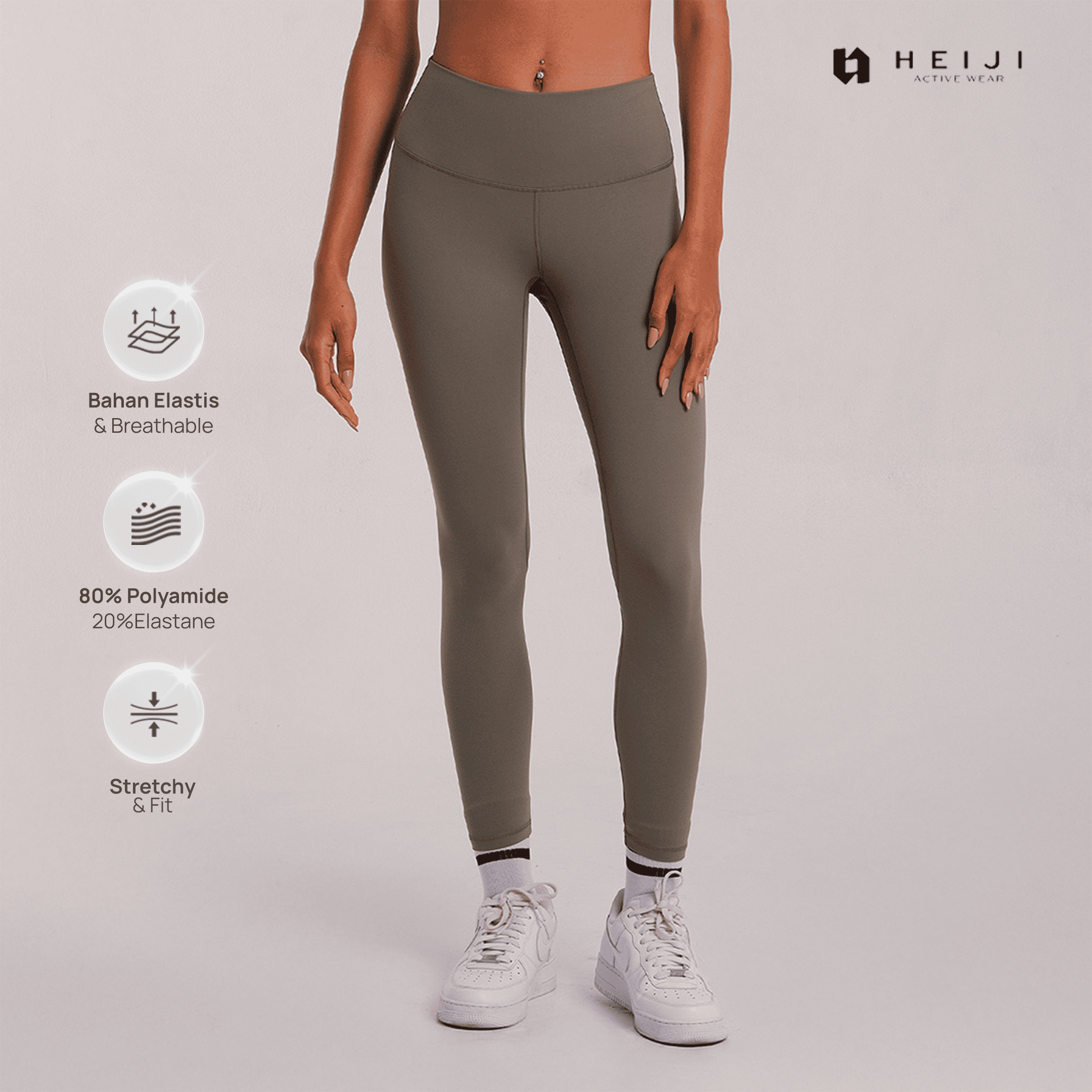 HEIJI - FLOW High Waist Legging | Legging olahraga wanita highwaist yoga pilates | Stretchy, Lifting effect, Breathable