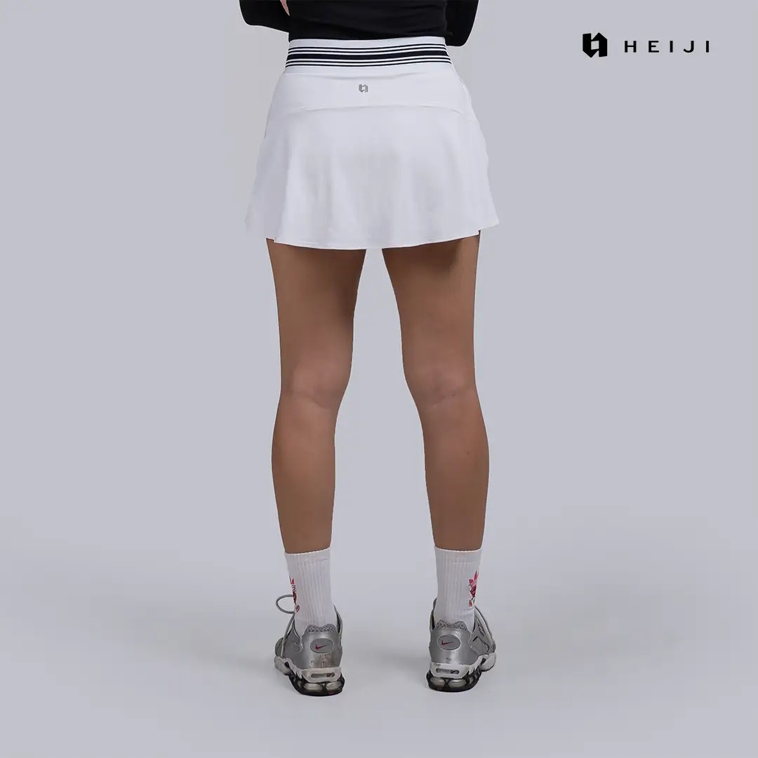 HEIJI - COURT Buttery Soft Skirt | Rok olahraga wanita tenis padel | Lightweight, Built-in inner shorts, 4 way stretch