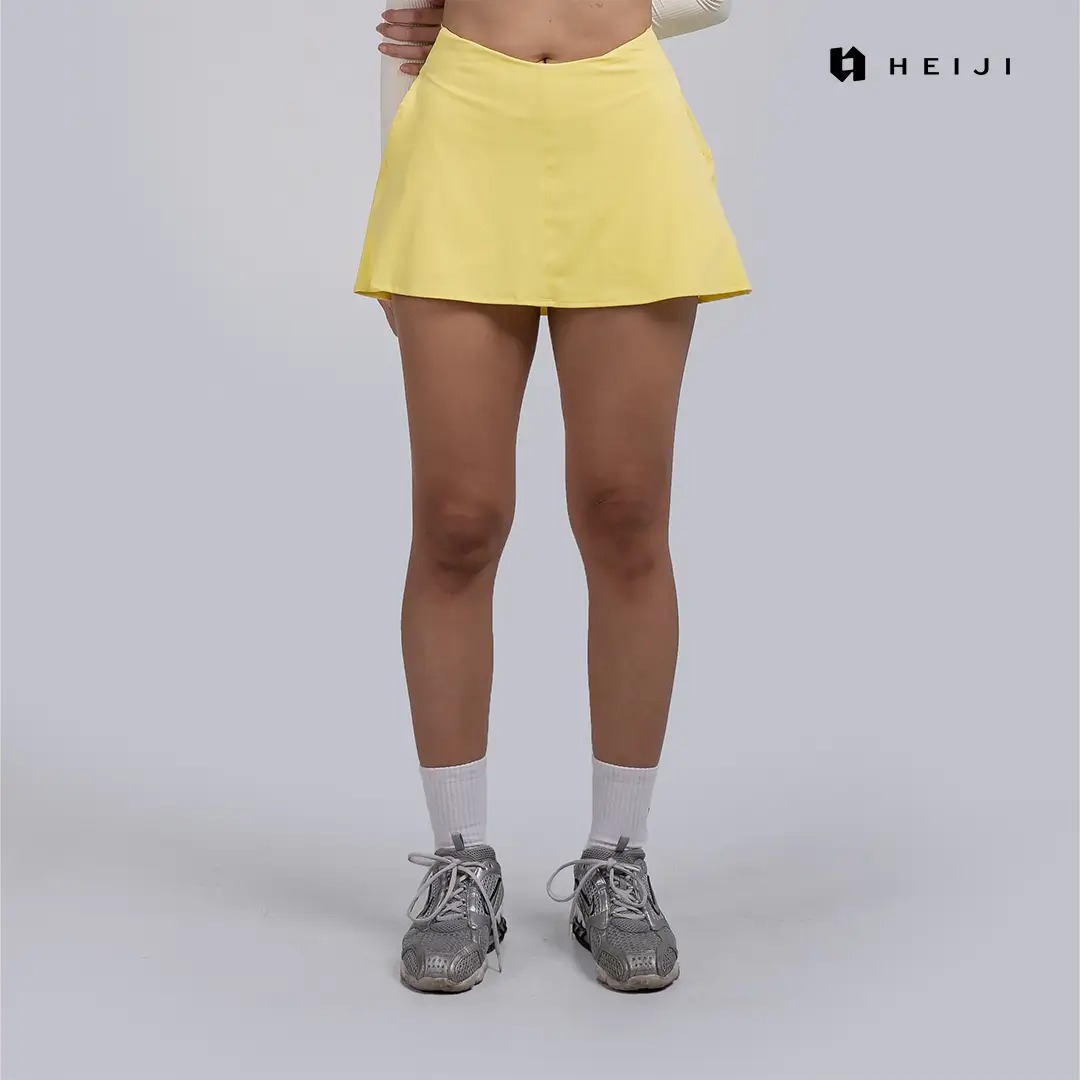 HEIJI - COURT Buttery Soft Skirt | Rok olahraga wanita tenis padel | Lightweight, Built-in inner shorts, 4 way stretch