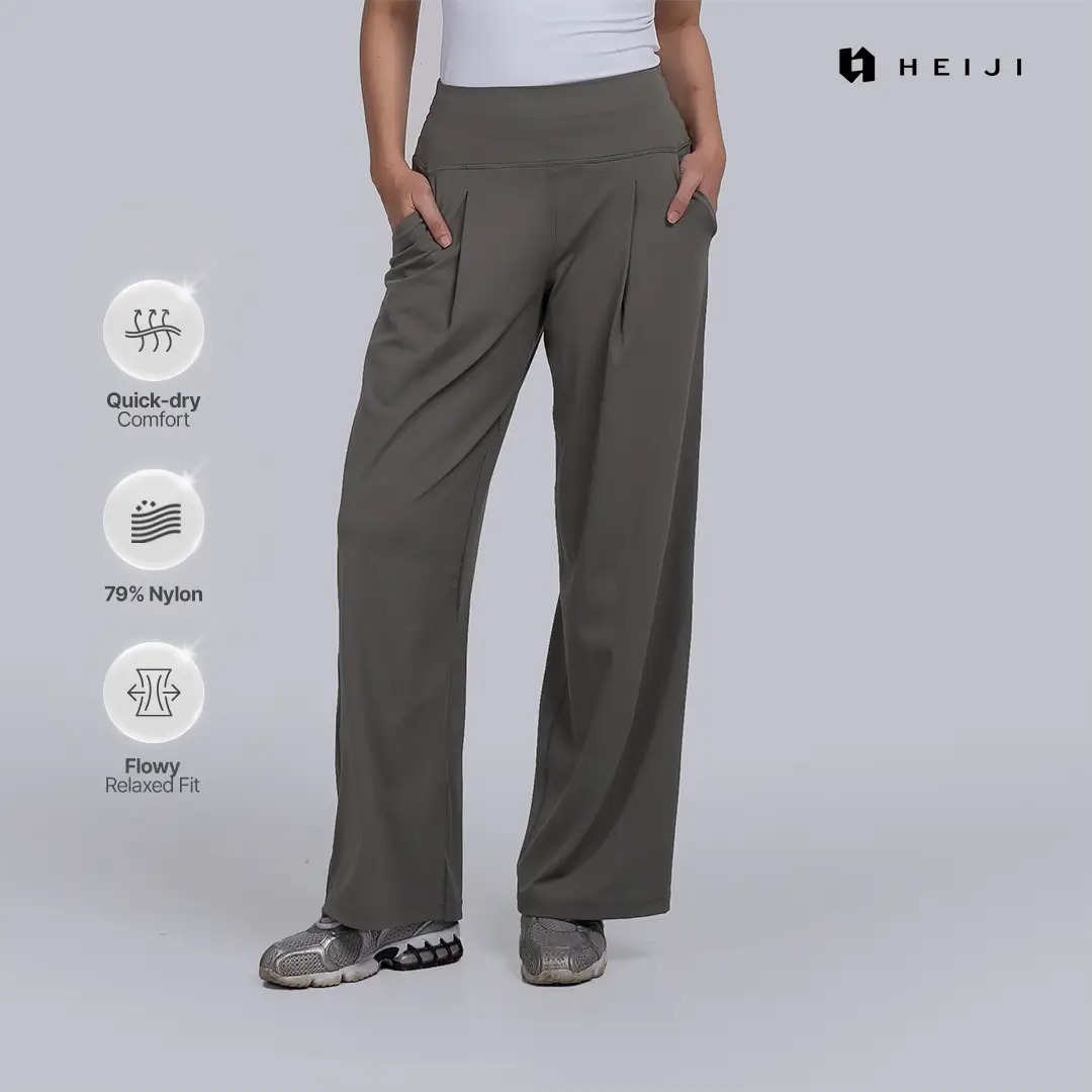 HEIJI - STYLE CloudHold Wide Pants | Celana panjang olahraga wanita casual | Ultra soft, Cooling sensation, Quick dry