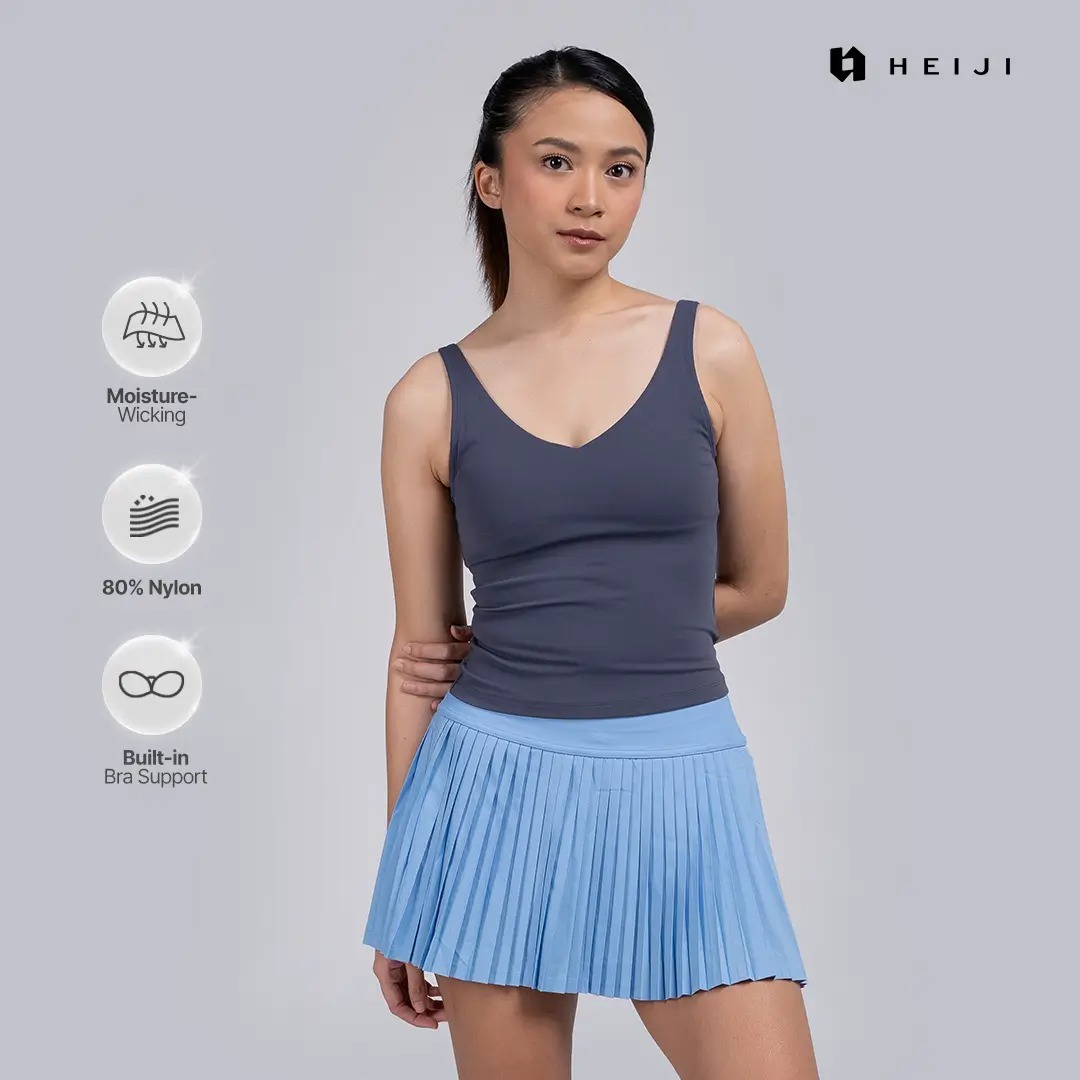 HEIJI - COURT Framing Air Bra Top | Tanktop olahraga wanita lembut tenis padel | Built in bra pad, Seamless Silhoutte & Breathable