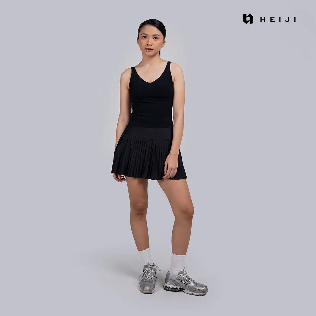 HEIJI - COURT Varsity High Pleated Skirt | Rok olahraga wanita tenis padel | with built in inner short and pocket