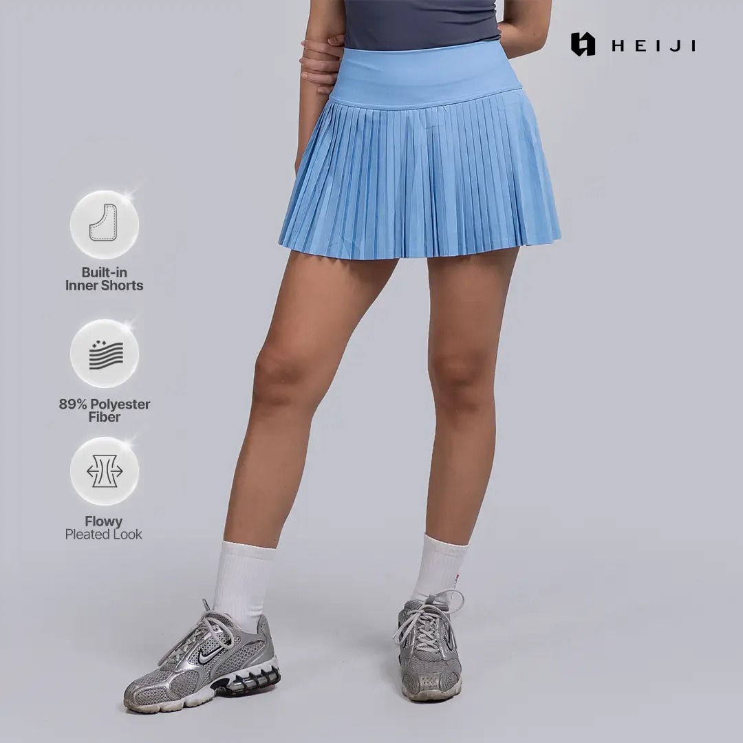 HEIJI - COURT Varsity High Pleated Skirt | Rok olahraga wanita tenis padel | with built in inner short and pocket