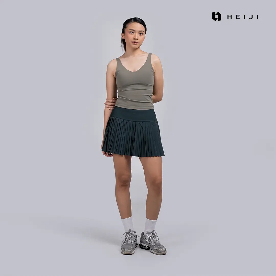 HEIJI - COURT Varsity High Pleated Skirt | Rok olahraga wanita tenis padel | with built in inner short and pocket