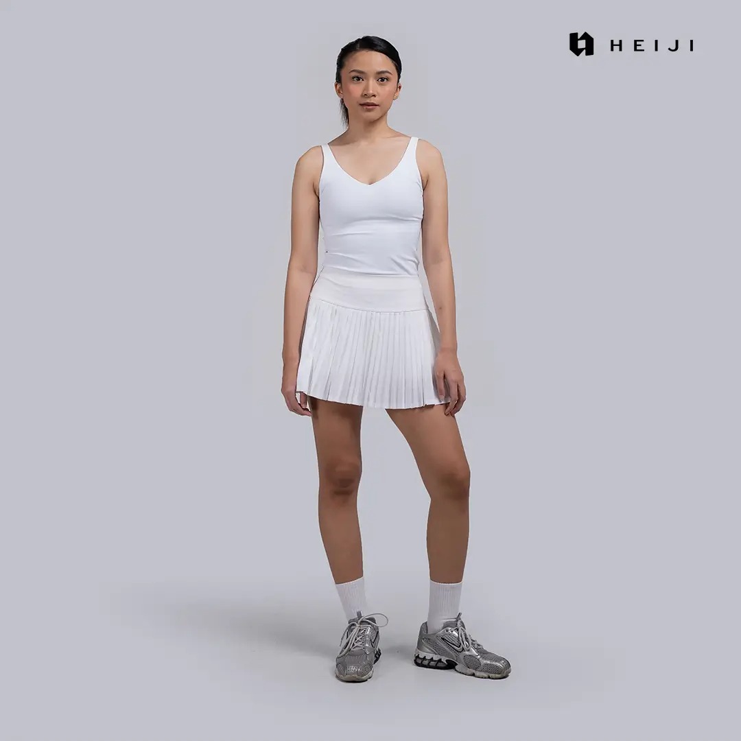 HEIJI - COURT Varsity High Pleated Skirt | Rok olahraga wanita tenis padel | with built in inner short and pocket