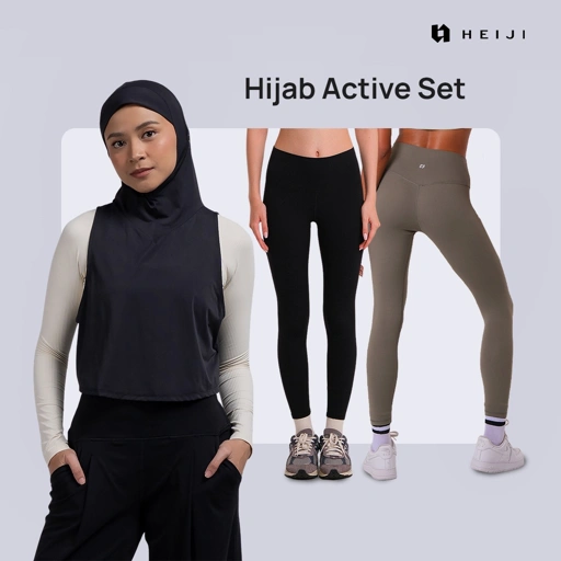 Image of HEIJI - (Hijab Active Set) High Waist Legging + Varsity Hijab Vest