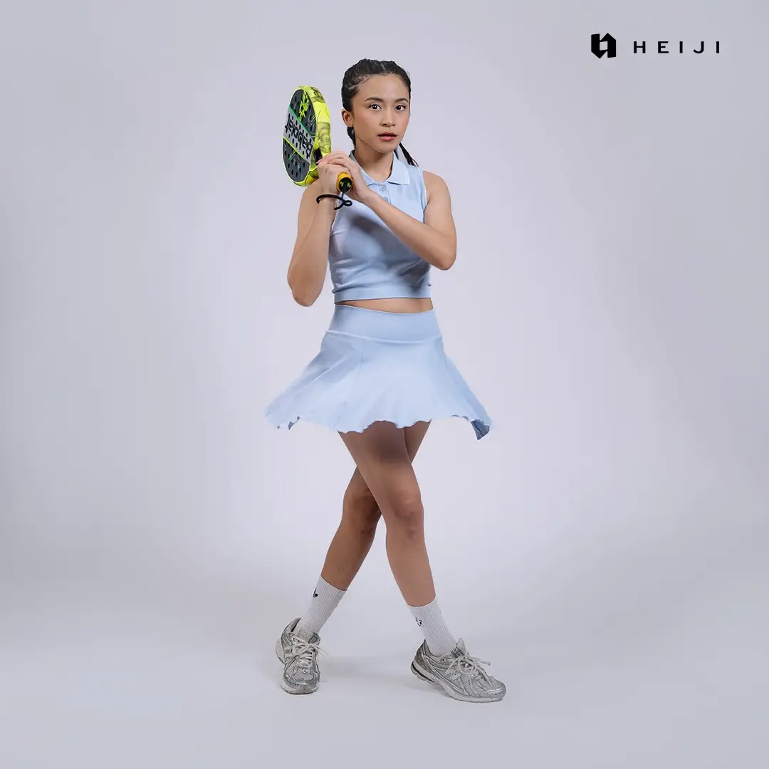HEIJI - COURT SoftPace Skirt | Rok olahraga wanita tenis padel | Highwaist, no rolling / digging, Inner short