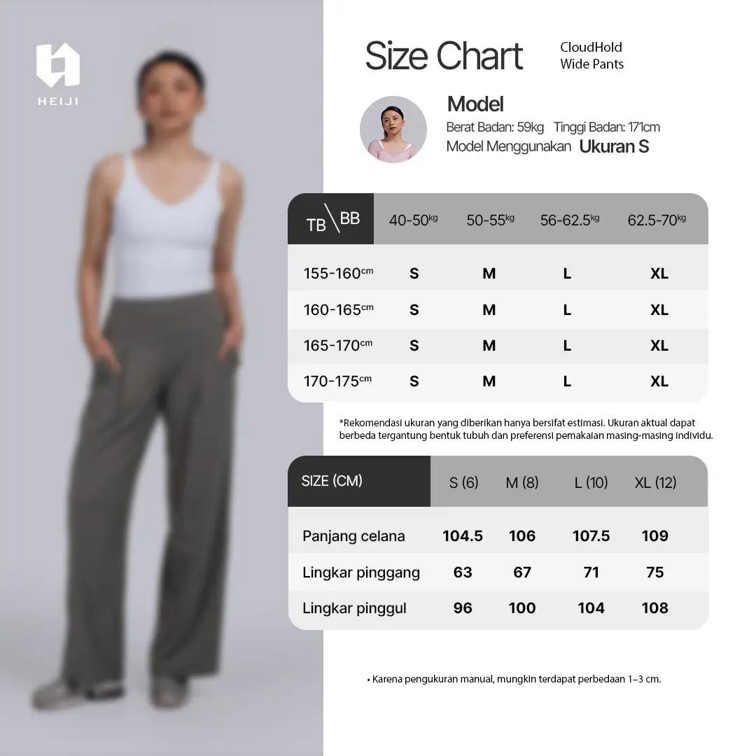 HEIJI - STYLE CloudHold Wide Pants | Celana panjang olahraga wanita casual | Ultra soft, Cooling sensation, Quick dry