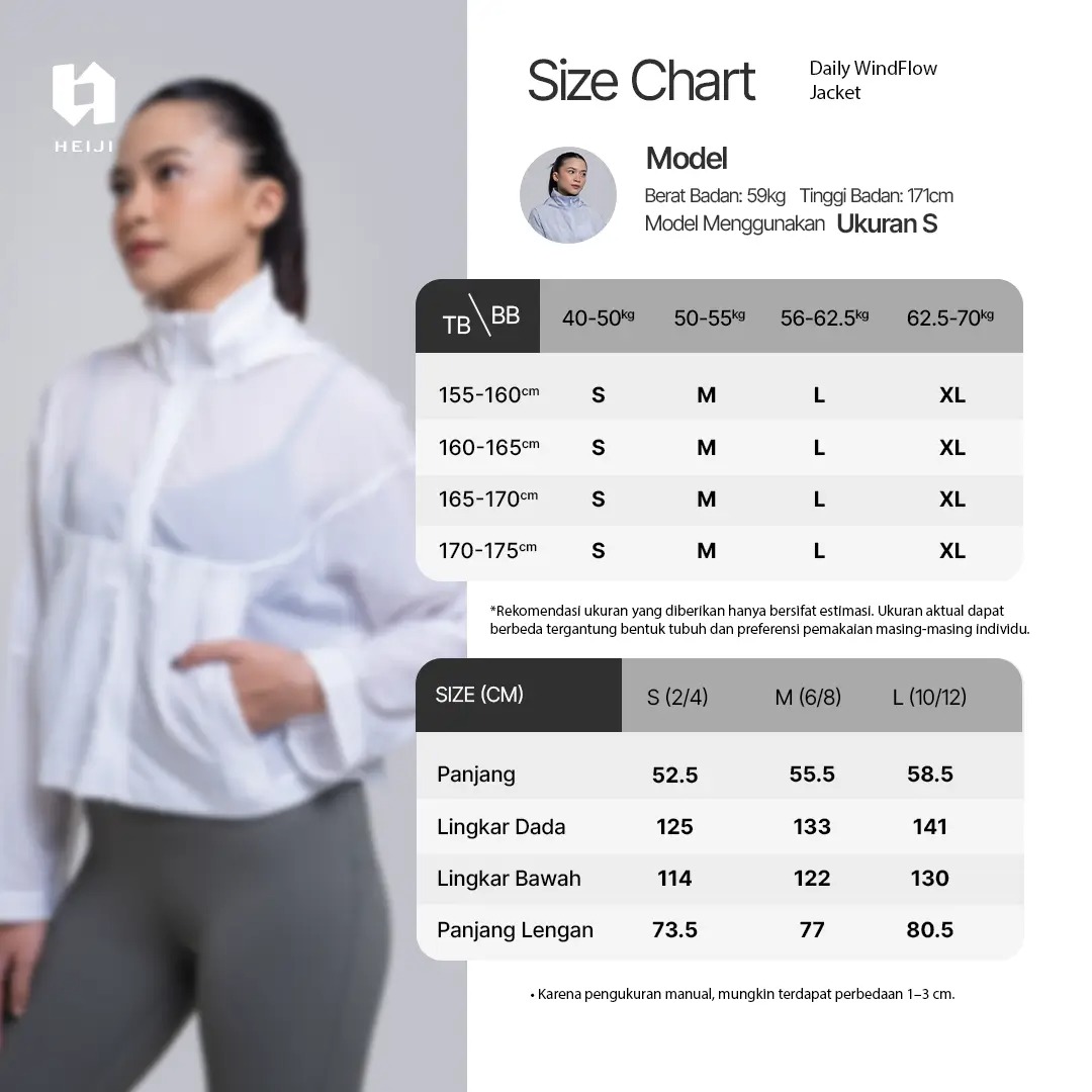 HEIJI - STYLE Daily Windflow Jacket | Jaket olahraga, running wanita casual | Lightweight, Quick dry & Moisture wicking