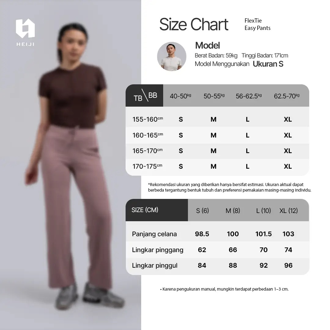 HEIJI - STYLE FlexTie Easy Pants | Celana Olahraga Wanita Casual | Side pocket, moisture wicking, breathable
