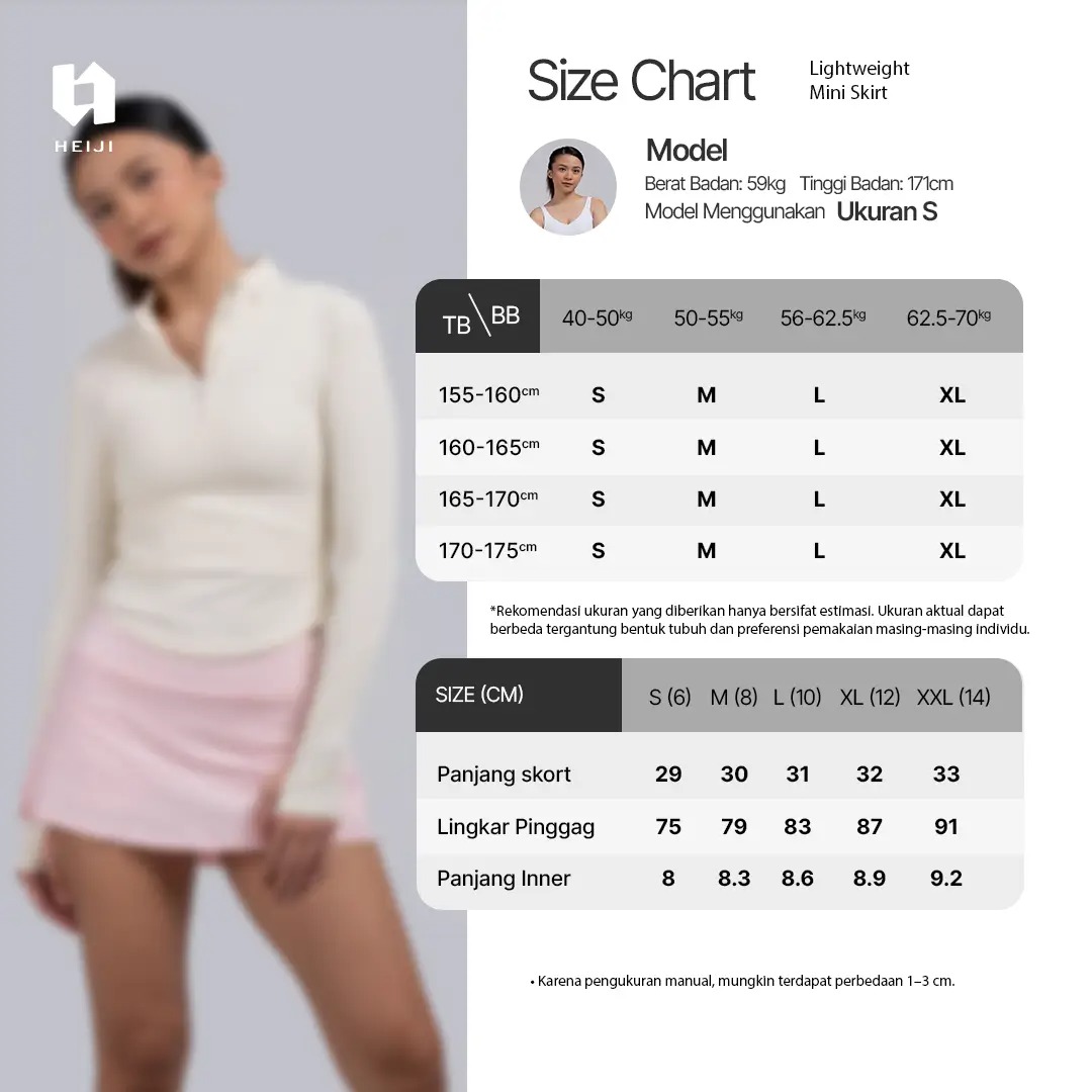 HEIJI - COURT Lightweight Mini Skirt | Rok olahraga wanita tenis padel | Airy feel, soft & stretchy