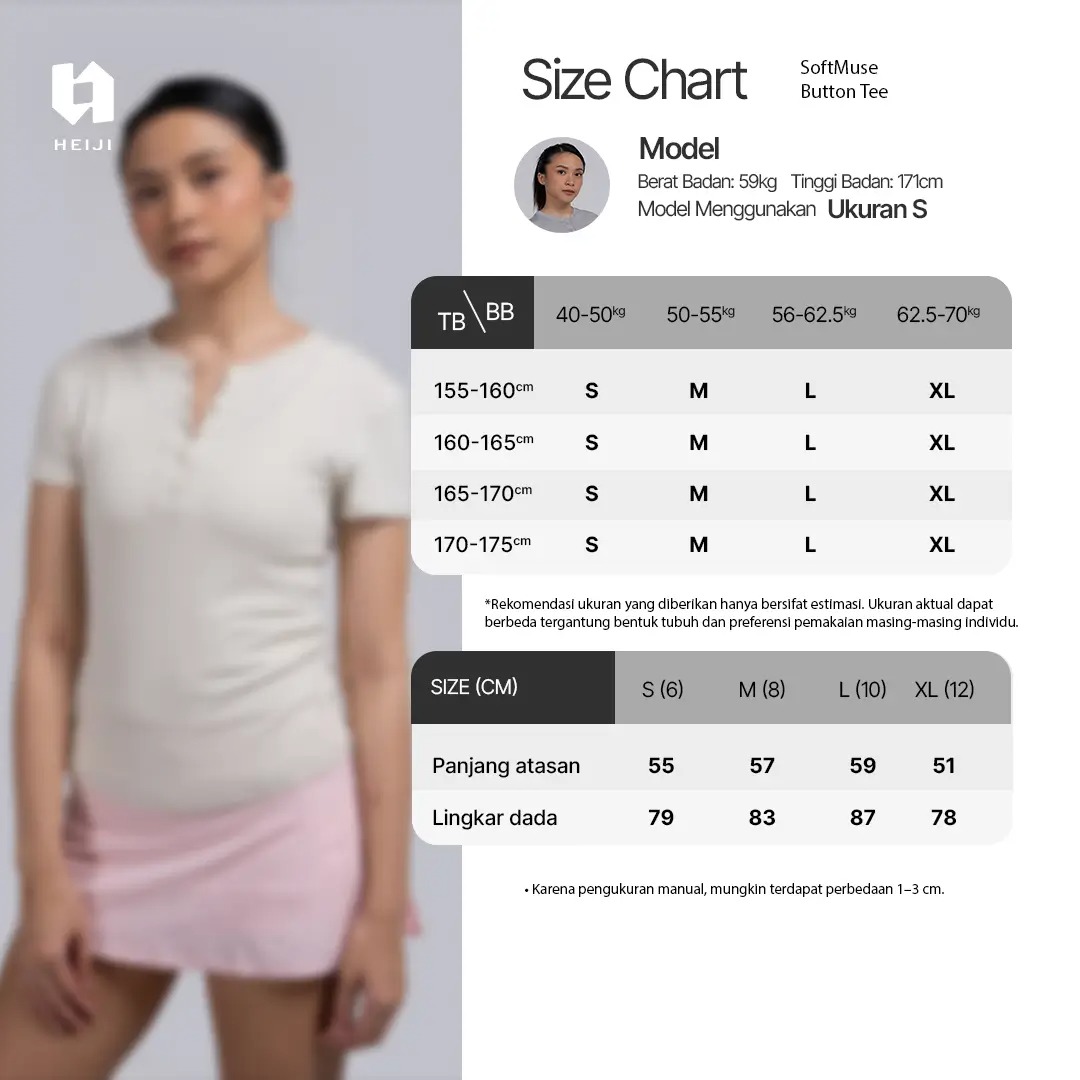 HEIJI - COURT SoftMuse Button Tee | kaos olahraga wanita tenis padel | Lightweight, Stretchy & Soft