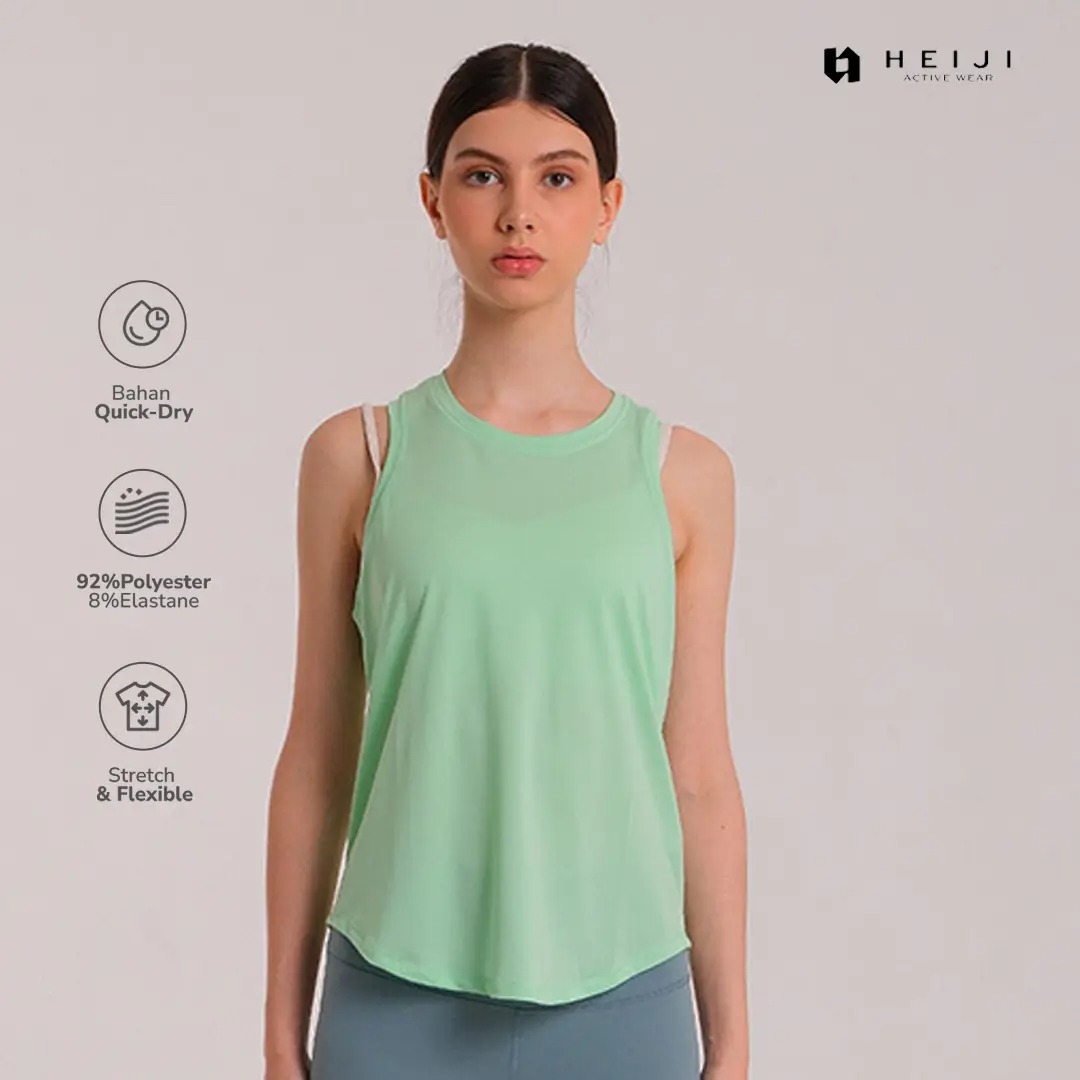HEIJI - COURT Sleeveless Side-Tie Tank Top | Tank top olahraga wanita ikat samping yoga pilates | Adjustable fit, Breathable, Quick dry