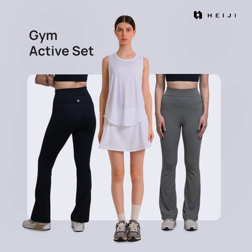 Image of HEIJI - (Gym Active Set) Fitnes Top Singlet + High Comfort Flares-Support