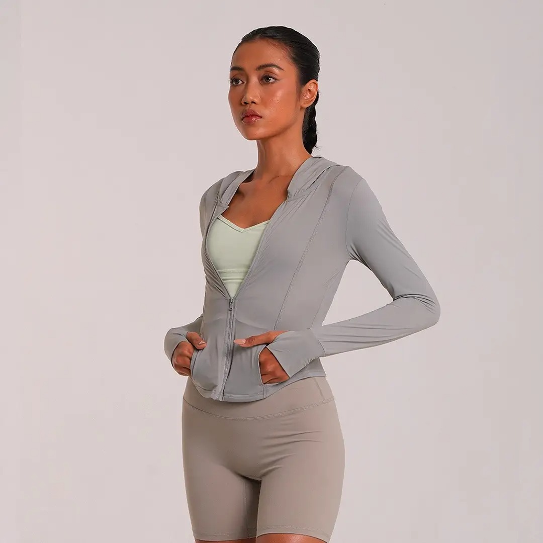 HEIJI - STYLE Hooded Jacket SPF 50+ Women | Jaket olahraga wanita anti UV running casual | Quick dry, Moisture wicking & Slimming silhoutte