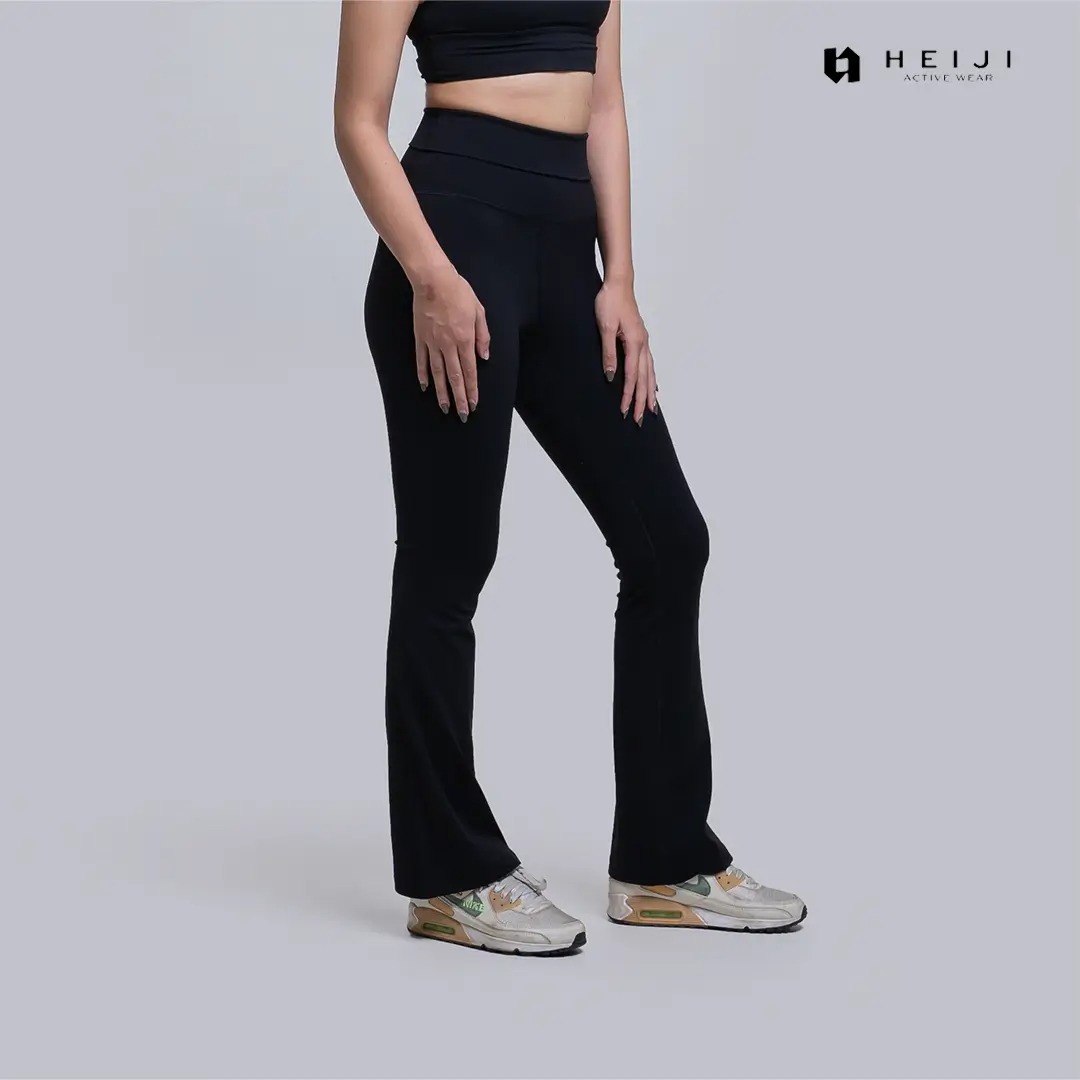HEIJI - STYLE High Comfort Flares-Support | Legging olahraga wanita bahan Nylon | Second skin feel, High waist band, Lightweight