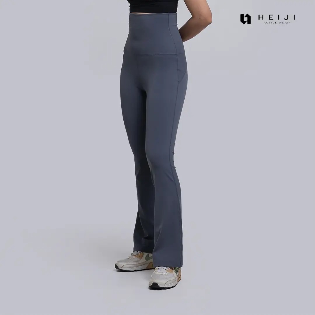 HEIJI - STYLE High Comfort Flares-Support | Legging olahraga wanita bahan Nylon | Second skin feel, High waist band, Lightweight