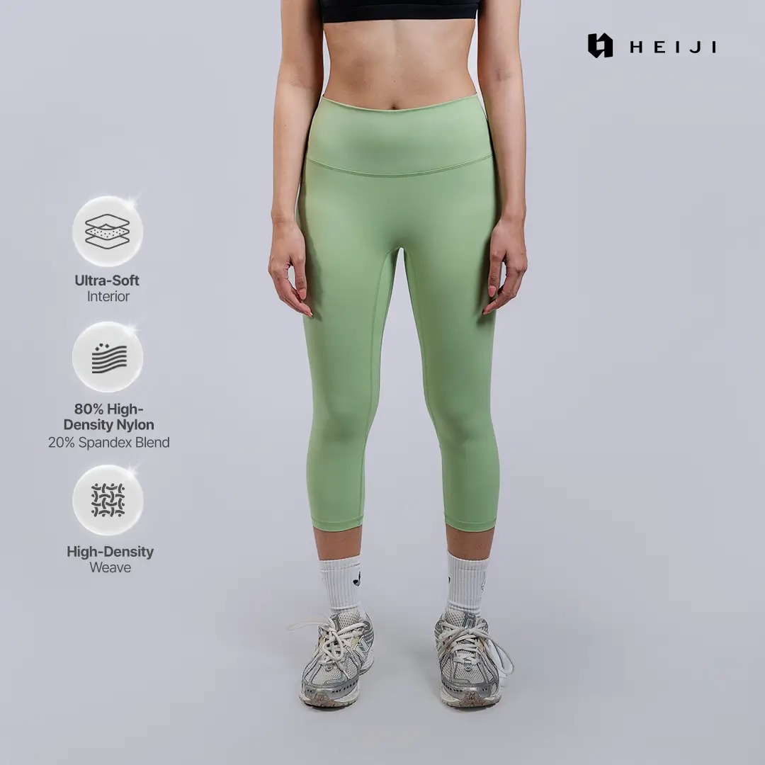 HEIJI - FLOW Framing Fit 7/8 Leggings | Legging wanita 7/8 Nylon yoga pilates | Ultra soft, Lifting, Squat proof