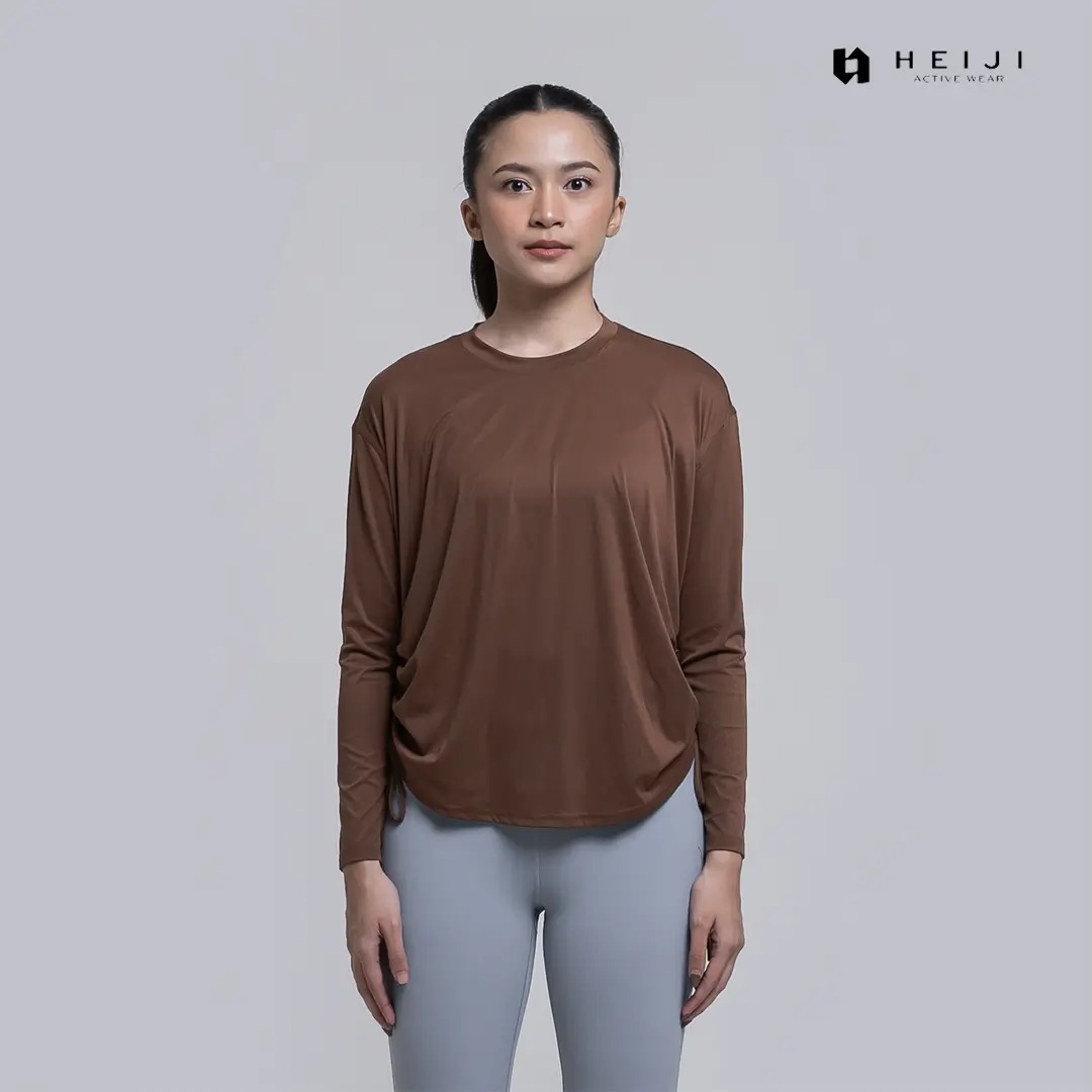 HEIJI - COURT EasyCool Long Sleeves | Baju olahraga wanita longgar lengan panjang tenis padel | Cooling sensation, Quick dry, Moisture wicking