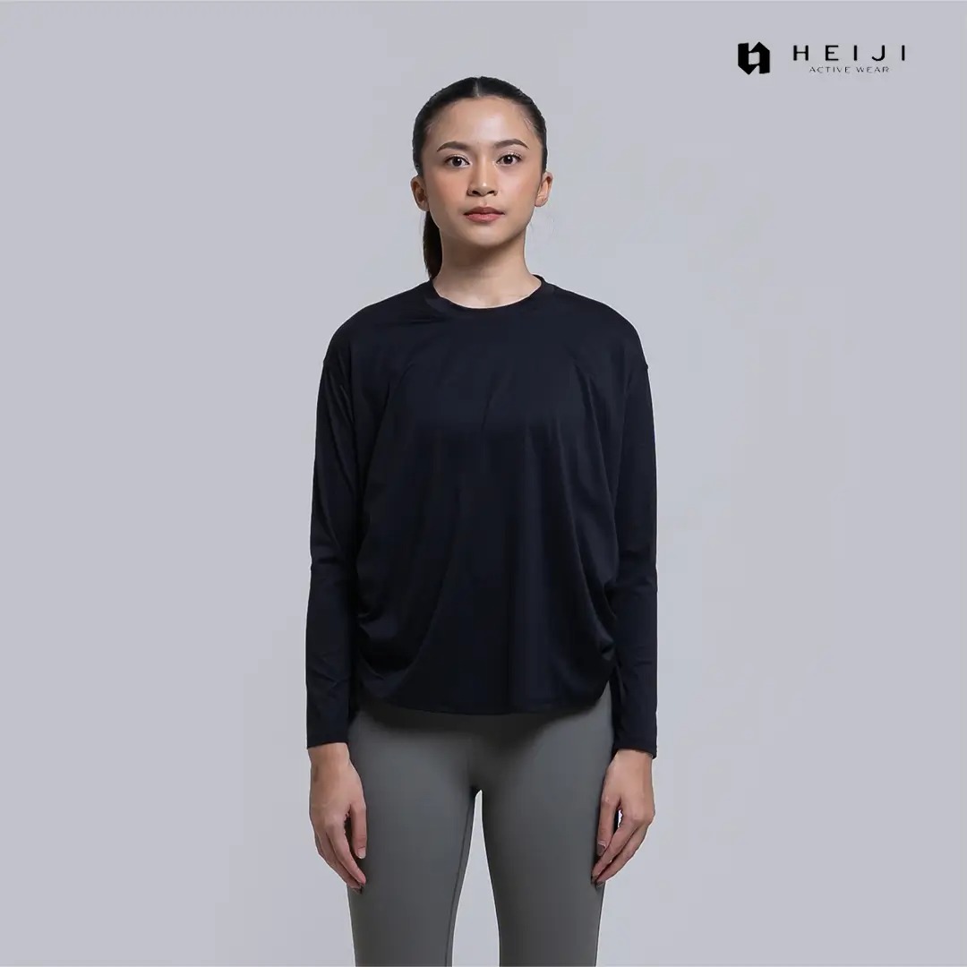 HEIJI - COURT EasyCool Long Sleeves | Baju olahraga wanita longgar lengan panjang tenis padel | Cooling sensation, Quick dry, Moisture wicking