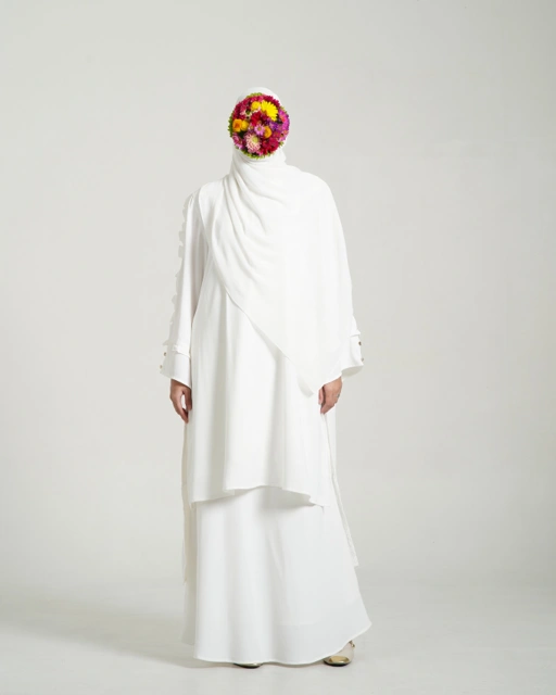 Image of Eshaluna Tunik + Skirt One Set Melayu Broken White