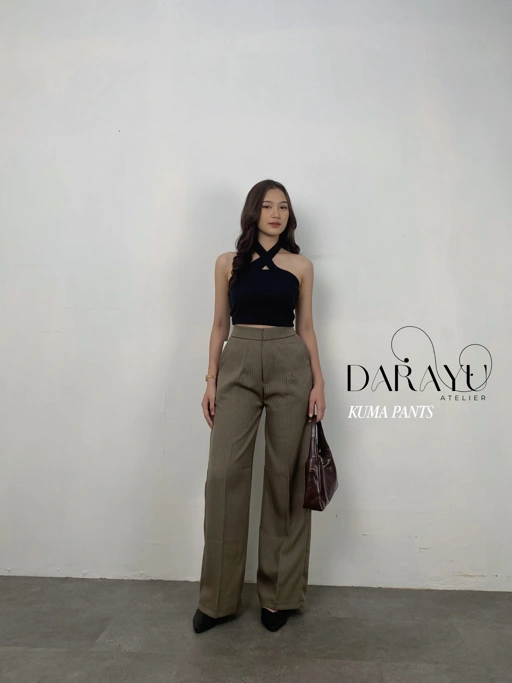 Image of KUMA PANTS – Celana Loose Stripe Wanita | Celana Kulot Anti Kusut & Stylish