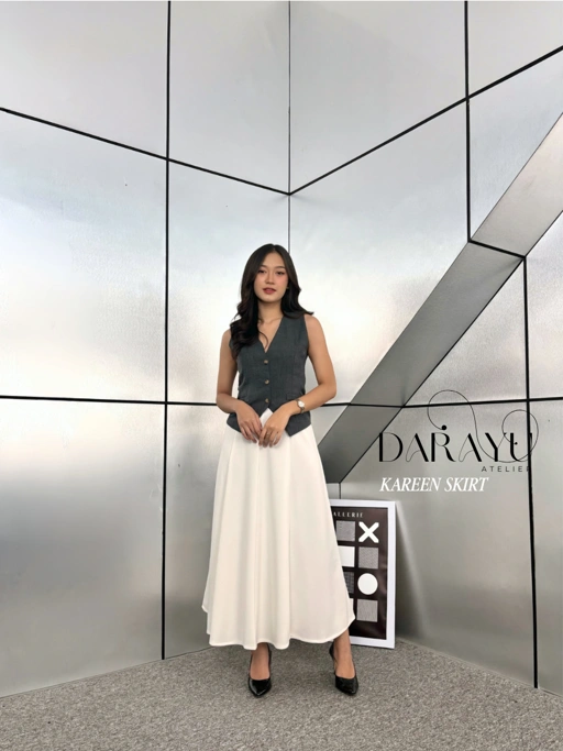Image of Kareen Skirt – Rok Maxi Wanita Korean Loose, Anti Kusut, Bahan Polyester, Rok Flare Polos Panjang