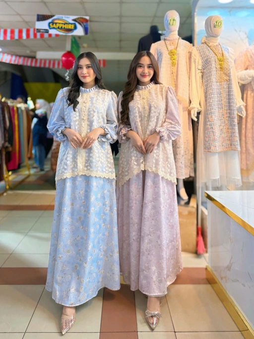 Image of DELVINA DRESS - Gamis cantik dengan desain elegan dan manis