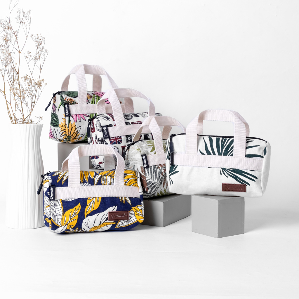 Pamole Pouch Dompet Travelling Bahan Kanvas Penutup Resleting - PMU 2