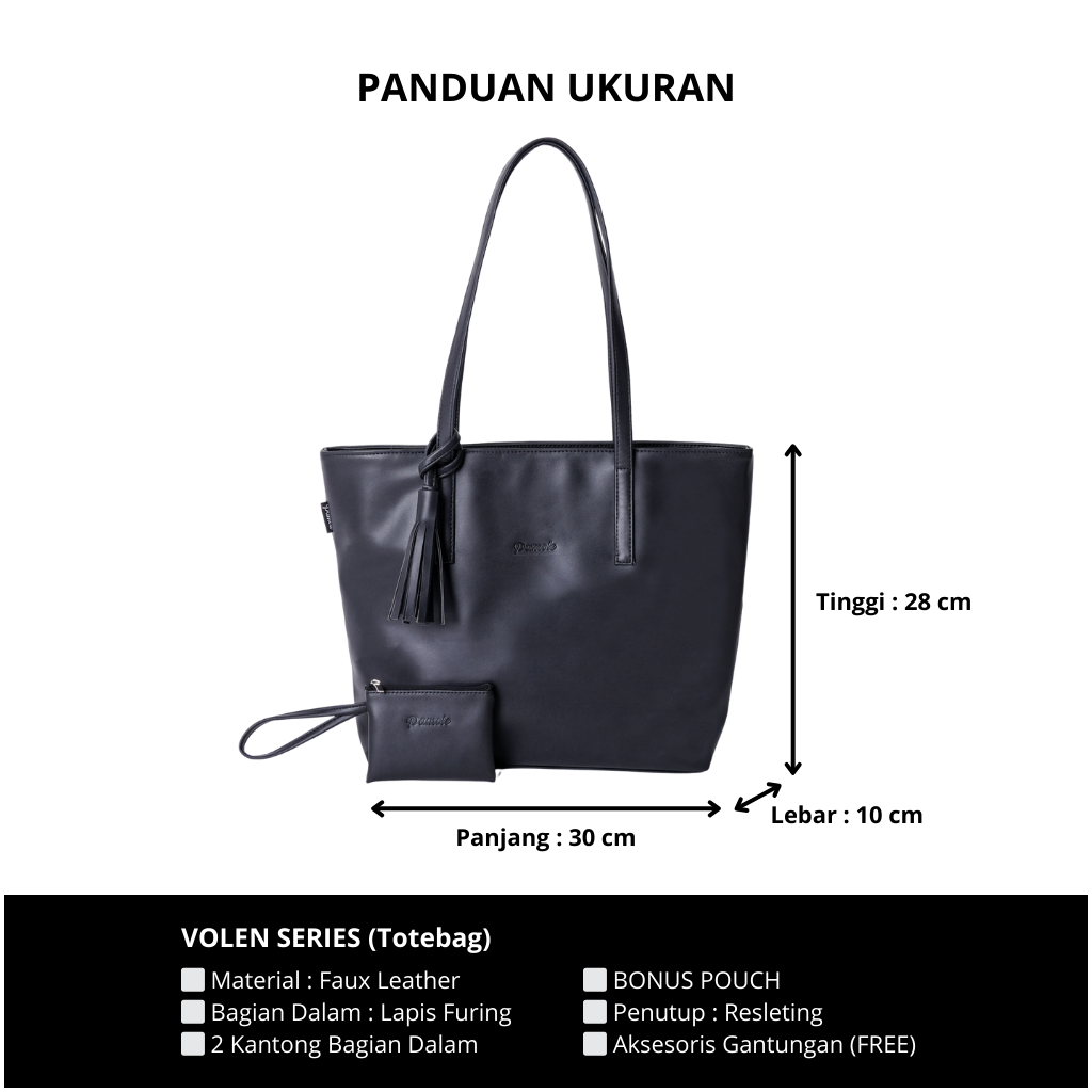Pamole - Tas Tote Bag Wanita Bahan Kulit Sintetis Totebag Kerja Totebag Kuliah - Volen Series