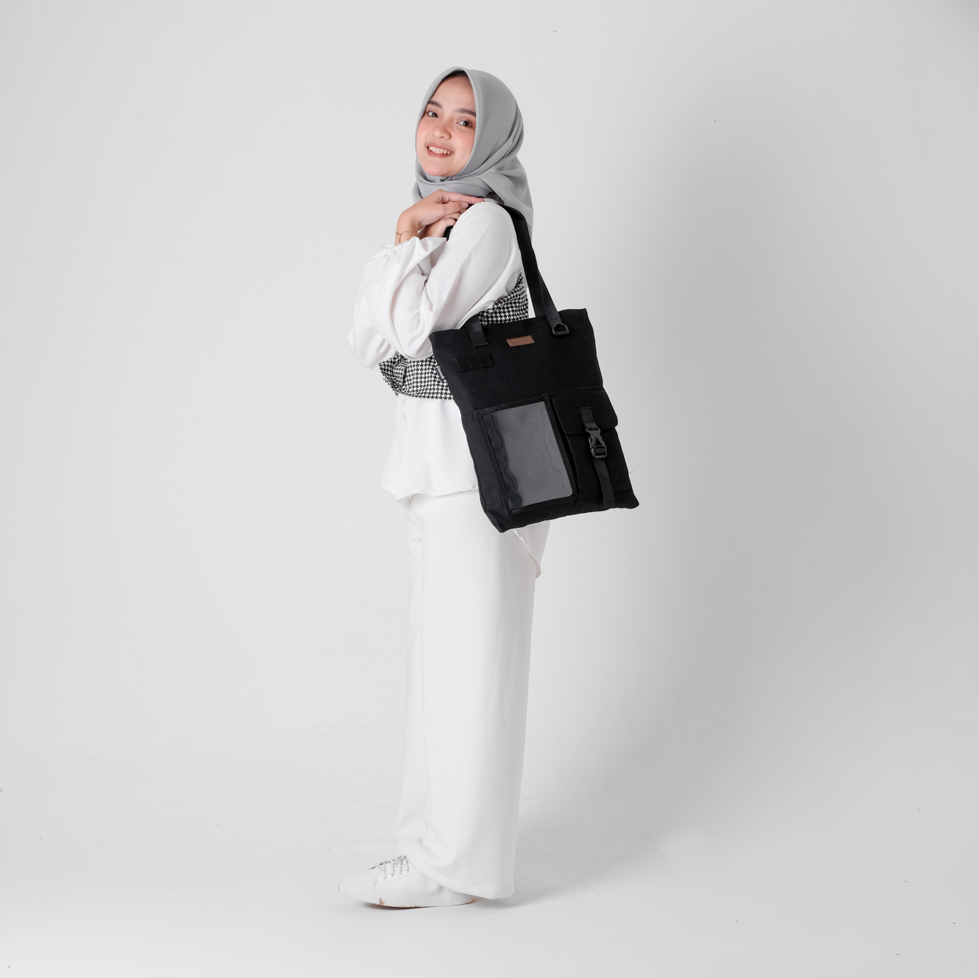 Pamole - Tote Bag Kanvas Penutup Resleting Totebag Kuliah Totebag Kerja - Unisex - Arel Series