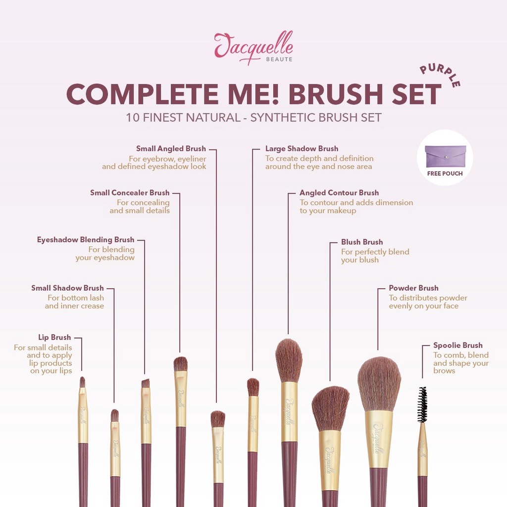 Jacquelle Complete Me! Brush Set - With Pouch