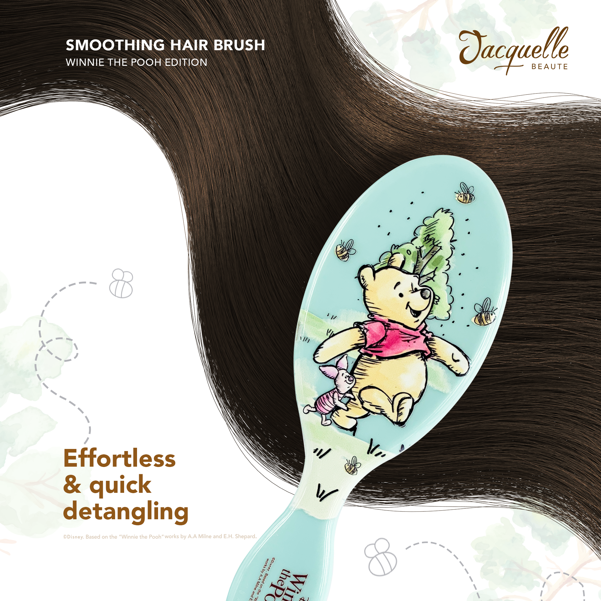 Jacquelle Smoothing Hair Brush - Disney Princess & Winnie The Pooh Edition