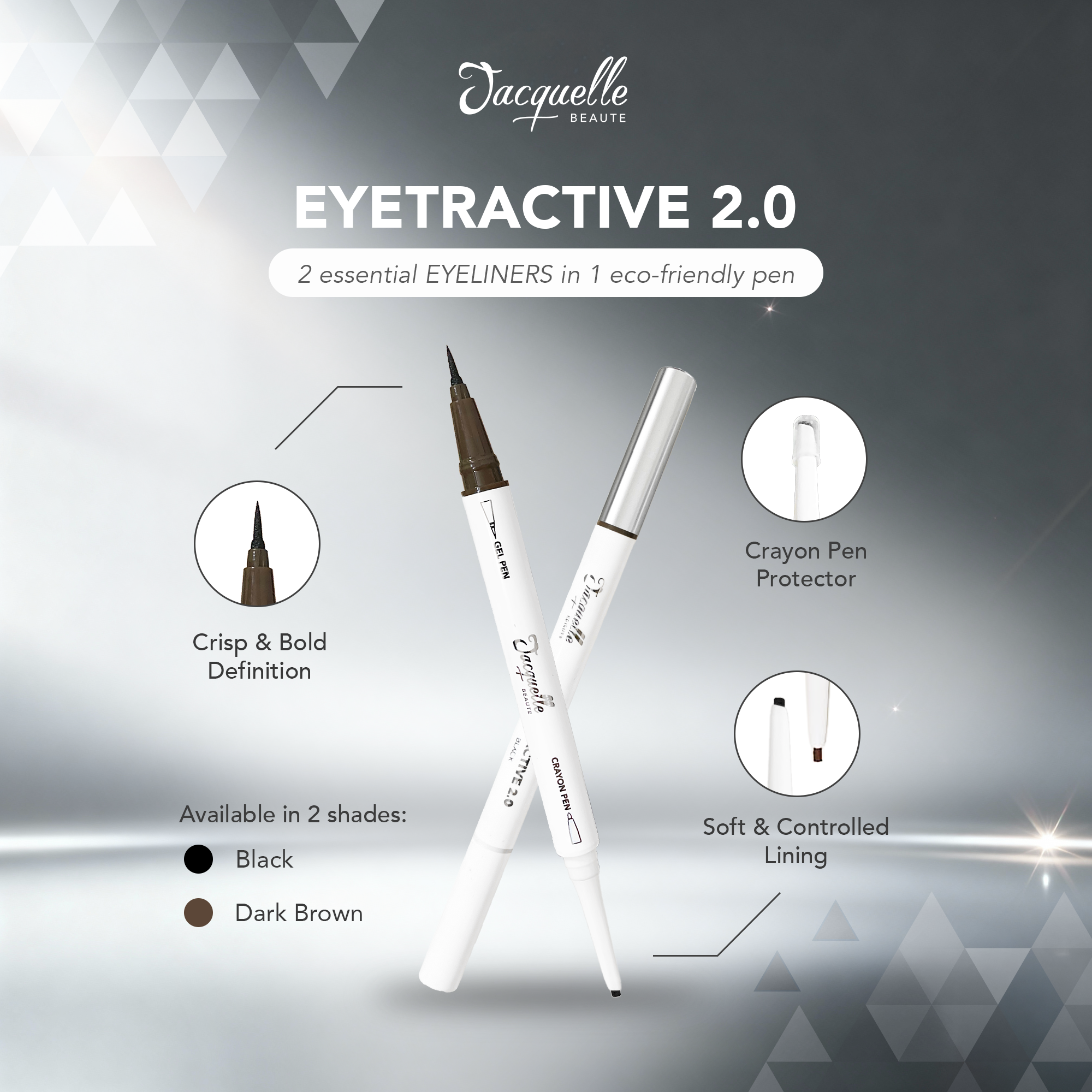 Jacquelle Eyetractive 2.0 - 2in1 Super Slim Eyeliner Gel & Pencil Waterproof