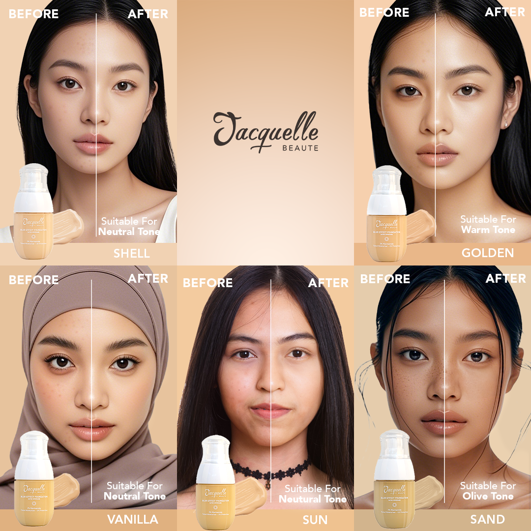 Jacquelle Blur Effect Foundation - Skincare in Foundation - Free Beauty Sponge 