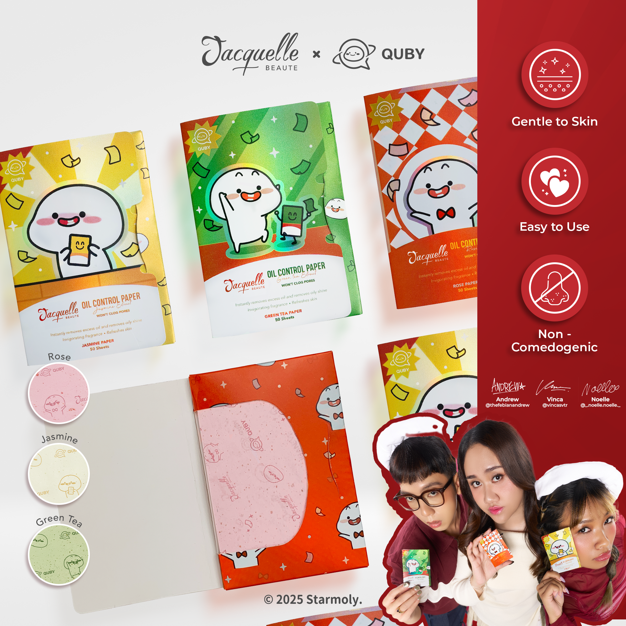 Jacquelle Oil Control Paper - Quby Edition - Kertas Minyak Wajah Isi 50 Lembar