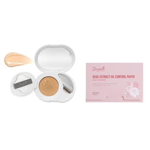Image of Jacquelle Bundle Stay Slay, No Oily Day : Blur Tinted Cushion & Rose Oil Control Paper