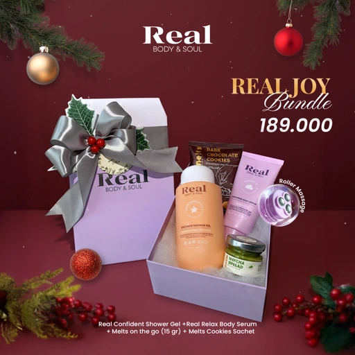 Image of REAL Joy - Bundle Real Confident Shower Gel + Real Relax Body Serum + Melts on the go + Melts Cookies Sachet