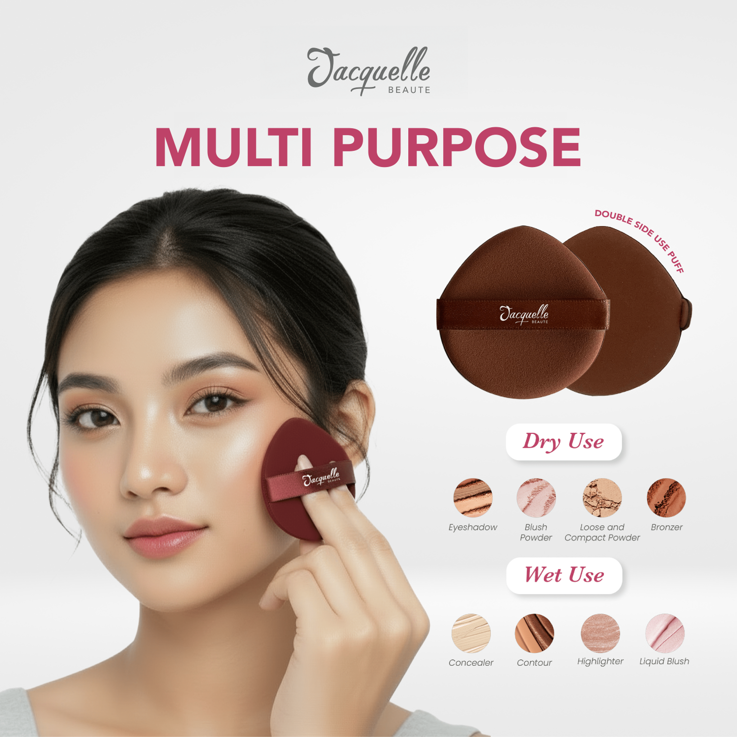 Jacquelle Flat Egg Gang makeup Puff with Acrylic - Spons Beauty Blender Makeup