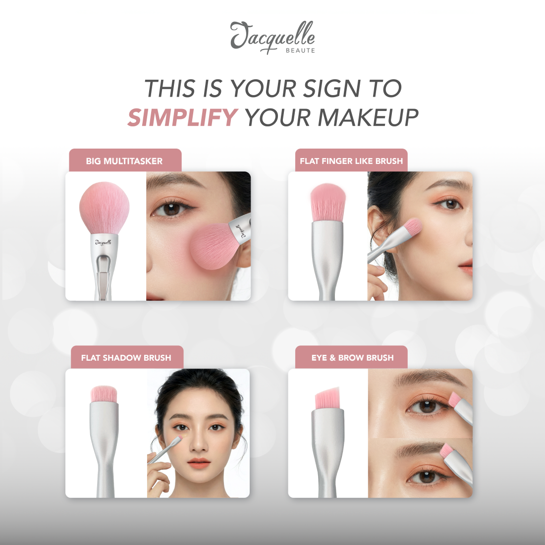 Jacquelle Simplicity 4in1 Brush - Pink Chrome - Red Black