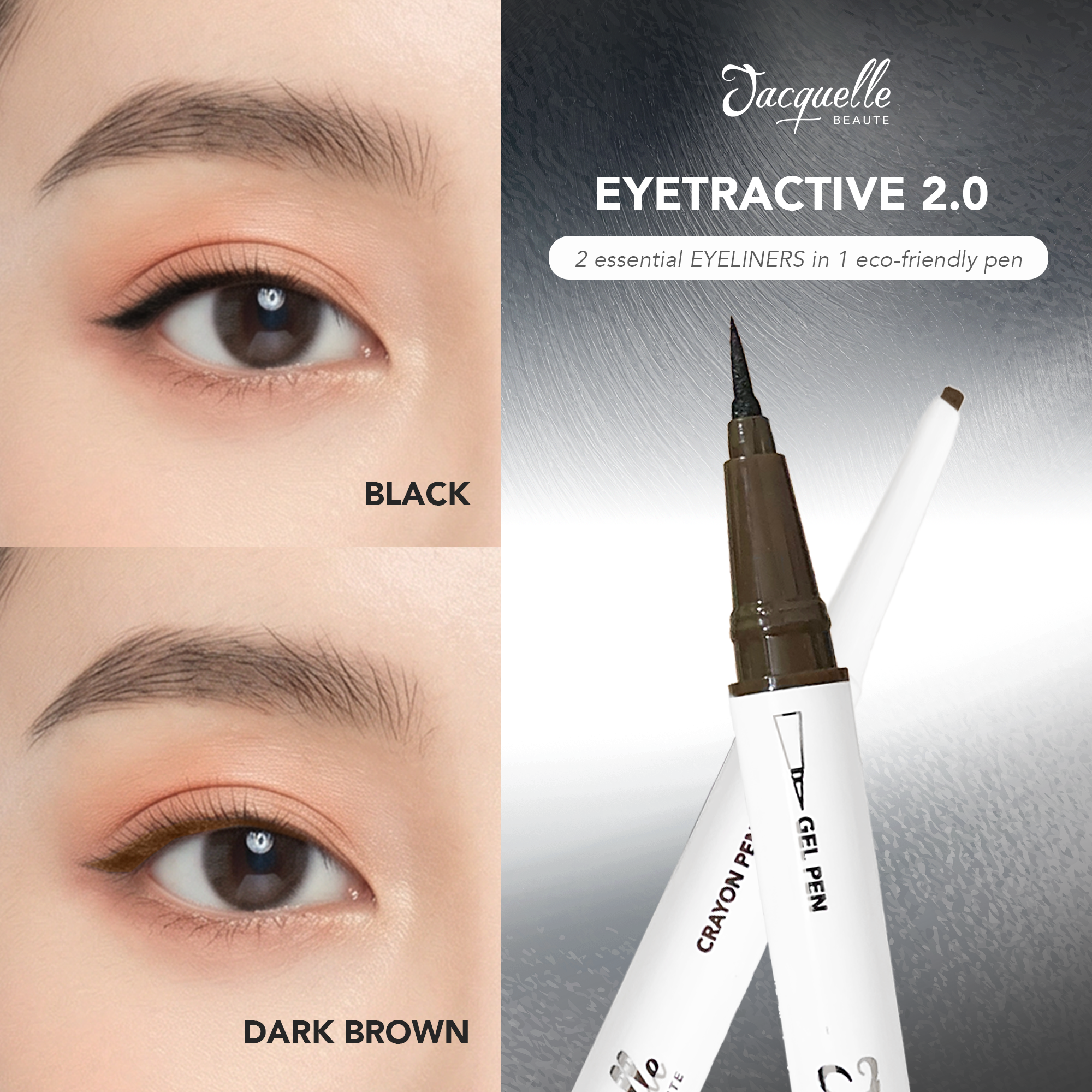 Jacquelle Eyetractive 2.0 - 2in1 Super Slim Eyeliner Gel & Pencil Waterproof