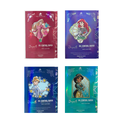 Jacquelle Oil Control Paper - Disney Princess Edition - Ariel, Aurora, Jasmine, Cinderella - Kertas Minyak Wajah Isi 50 Lembar