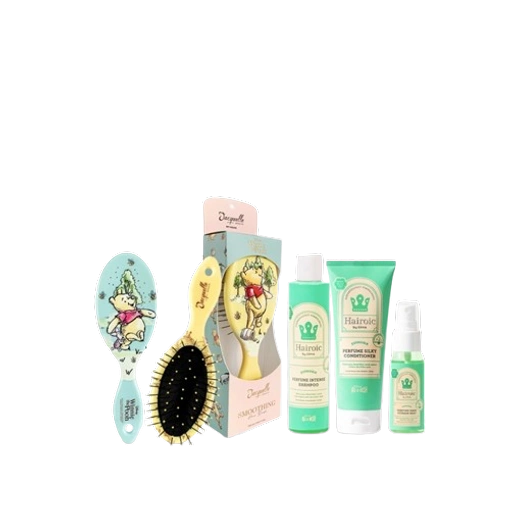 Image of Jacquelle Hair Glow Combo – Smoothing Hair Brush Winnie The Pooh + Hairoic Euphoria Scentsationals