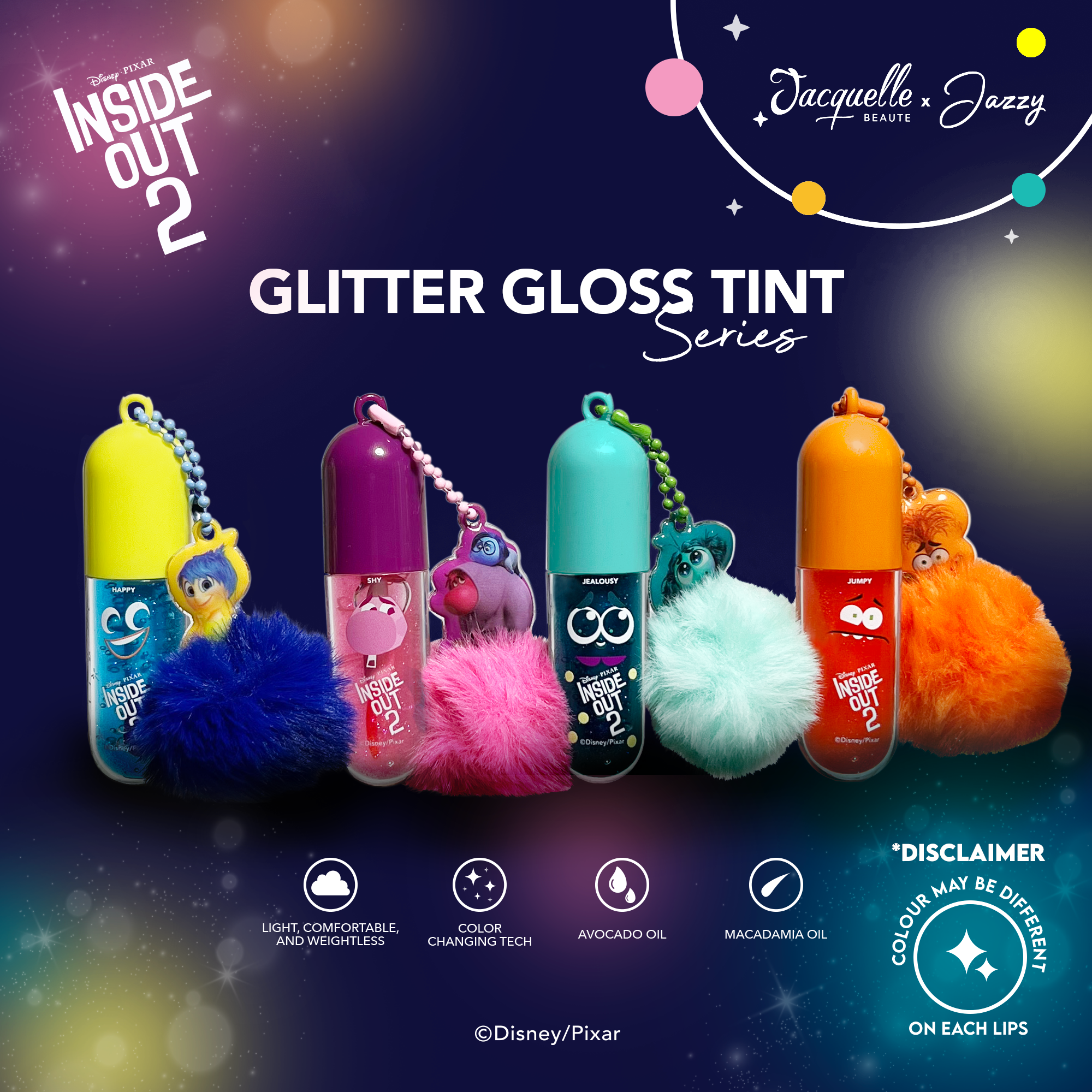 Jacquelle Glitter Gloss Tint - Disney Inside Out Edition