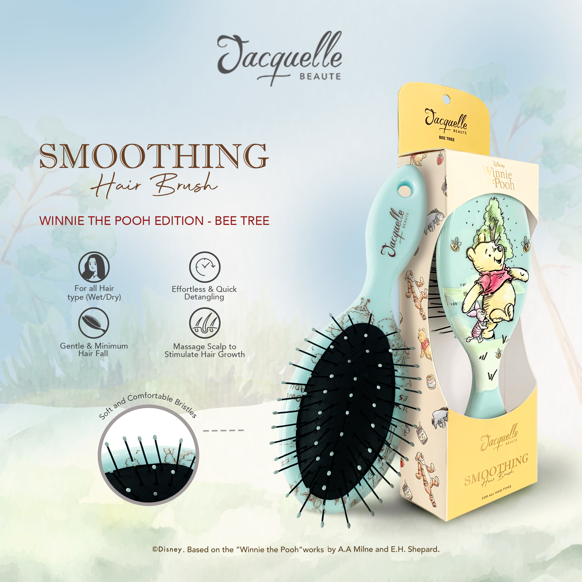 Jacquelle Smoothing Hair Brush - Disney Princess & Winnie The Pooh Edition